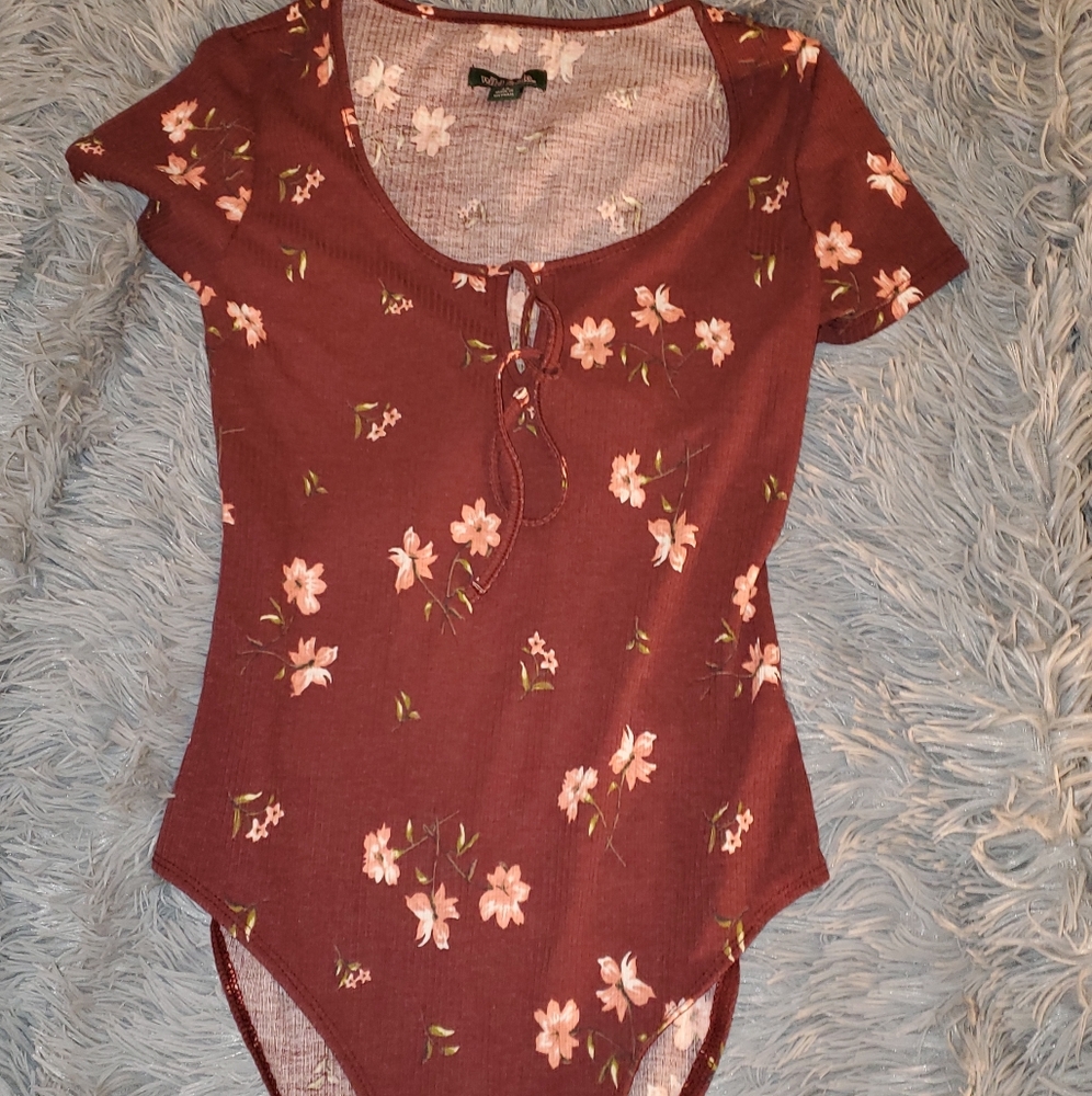 Burgundy Floral Bodysuit